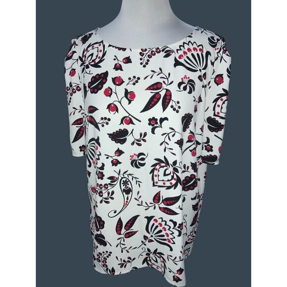 TALBOTS LADIES SS MULTI COLORED POLYESTER ABSTRACT TOP TUNIC BLOUSE SHIRT NWT XL - Picture 5 of 9